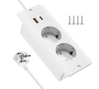 Lotvic Prise Multiple, Multiprise Encastrable, Prise de Table avec 2 Type C et 1 USB A, 4 en 1 Prise Encastrée, Multiprise pour Bureau, Maison, Plan de Travail et Table de Canapé, Câble de 2m