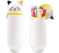 Lotvic Trousse à Crayons Kawaii, 2 en 1 Trousse Silicone Verticale, Cadeau pour Garçons et Filles