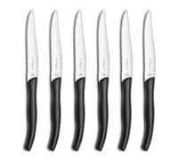 Lou Laguiole 2271AAMB02K35 Sky Coffret 6 couteaux steak, Acier inoxydable/Manche couleur effet cuir Noir, 27,5 x 20 x 3 cm