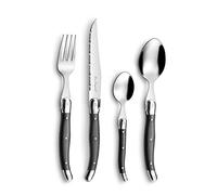 Lou Laguiole 2511ACPA22E80 Tradition Ménagère 48 pièces - Set 12 personnes, Acier inoxydable/Manche Gris Anthracite, 14 x 7,5 x 24,5 cm