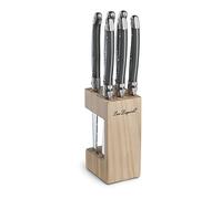 Lou Laguiole - Bloc de 6 couteaux steak - Tradition - Acier inoxydable 18/0, Finition Brillante - Gris Anthracite