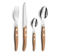 LOU LAGUIOLE - Coffret 24 couverts de table pour 6 personnes - Canopée - Acier inoxydable 18/0, Finition Standard - Bois