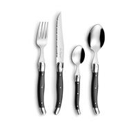 LOU LAGUIOLE - Valisette avec 24 couverts de table pour 6 personnes - Tradition - Acier inoxydable 18/0, Finition Brillante - Gris Anthracite