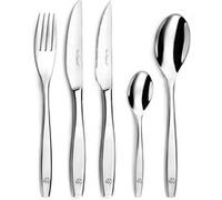 LOU LAGUIOLE - Ménagère 62 pièces avec couverts de table et couteaux steak pour 12 personnes - Figure - Acier inoxydable 18/0, Finition Miroir