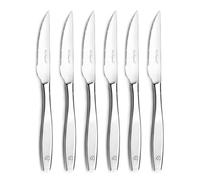 LOU LAGUIOLE Figure - Set couteaux steak de table, lames steak, 6 pièces, Taille 22.2cm (lame 10cm), Acier inoxydable 18/0 - Finition Miroir