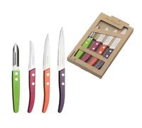 Lou Laguiole Forest 4 couteaux petite coutellerie, Acier 13C, Bois Teinté