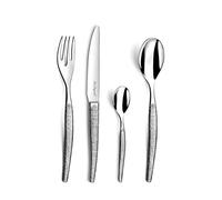 LOU LAGUIOLE Jet Textil Ménagère 24 couverts table Inox Pour 6 personnes | Ménagère avec couverts de table pour 6 personnes, 24 couverts, Acier inoxydable 18/0, Compatible lave-vaisselle