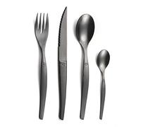 LOU LAGUIOLE - Ménagère 16 couverts de table pour 4 personnes - Jet - Acier inoxydable 18/0, Finition PVD mat (Physical vapor deposition) - Noir