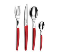 LOU LAGUIOLE - Ménagère 24 couverts de table pour 6 personnes - Montana - Acier inoxydable 18/0, Finition Brillante - Rouge