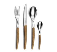 LOU LAGUIOLE - Ménagère 24 couverts de table pour 6 personnes - Montana Nature - Acier inoxydable 18/0, Finition Miroir- Effet Bois