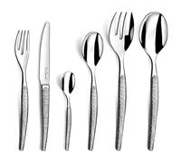 LOU LAGUIOLE - Ménagère 50 couverts de table pour 12 personnes - Jet - Acier inoxydable 18/0, Finition Textil