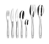 LOU LAGUIOLE - Ménagère 62 pièces avec couverts de table et couteaux steak pour 12 personnes - Figure - Acier inoxydable 18/0, Finition Miroir