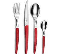 LOU LAGUIOLE - Ménagère 24 couverts de table pour 6 personnes - Montana - Acier inoxydable 18/0, Finition Brillante - Rouge