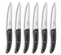 Lou Laguiole Prestige Coffret 6 couteaux steak Acier 13C, Lame 12.5cm, Noir