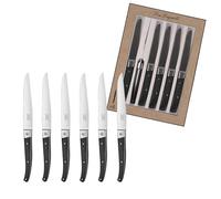 LOU LAGUIOLE Pro Set 6 couteaux steak Lame microdentée 11.5 cm, Noir