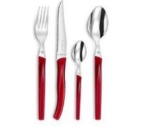 PRADEL ESSENTIEL - Coffret 24 couverts de table pour 6 personnes - Rising Sun - Acier inoxydable 18/0, Finition Standard - Rouge
