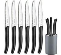 LOU LAGUIOLE - Bloc de 6 couteaux steak - Sky - Acier inoxydable 13 C, Finition Brillante - Noir