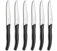 Lou Laguiole Coffret 6 couteaux steak Sky, acier inoxydable, manche effet cuir noir