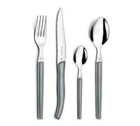 LOU LAGUIOLE Sky Service 24 couverts en Acier Inox Pour 6 personnes, Gris | Valisette 24 couverts de table pour 6 personnes, Acier inoxydable 18/0, Finition Brillante, Compatible lave-vaisselle