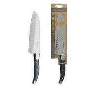 Lou Laguiole - Couteau Santoku - Tradition XL - Acier inoxydable 13 C, Finition Brillante - Lame 17 cm - Gris