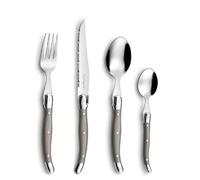LOU LAGUIOLE - Valisette avec 24 couverts de table pour 6 personnes - Tradition - Acier inoxydable 18/0, Finition Brillante - Taupe