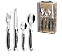 LOU LAGUIOLE - Valisette avec 24 couverts de table pour 6 personnes - Tradition - Acier inoxydable 18/0, Finition Brillante - Gris Anthracite