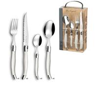 LOU LAGUIOLE - Valisette avec 24 couverts de table pour 6 personnes - Tradition - Acier inoxydable 18/0, Finition Brillante - Perle