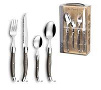 LOU LAGUIOLE - Valisette avec 24 couverts de table pour 6 personnes - Tradition - Acier inoxydable 18/0, Finition Brillante - Gris Poivre