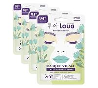 LOUA - Masque Visage Anti Imperfections - K Beauty - Beauté Coréenne - Peau Purifiée & Nette (Lot de 4)