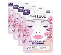 LOUA - Masque Visage Teint Éclat - K Beauty - Beauté Coréenne - Peau Lumineuse & Hydratée (Lot de 4)