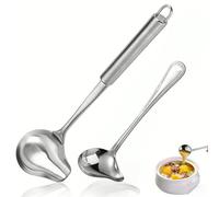 Louche à sauce en acier inoxydable avec bec verseur incliné, manche léger, louche à soupe durable, cuillère de cuisine pour sauces, bouillons, soupes et service alimentaire de cuisine Acier inoxydable