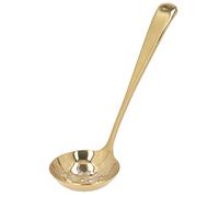 Louche à soupe à long manche en acier inoxydable 304, cuillère, outil de cuisson épais pour marmite et utilisation en cuisine, poli miroir, matériau de qualité alimentaire durable (passoire dorée)