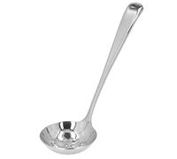 Louche à soupe à long manche en acier inoxydable 304, cuillère, outil de cuisson épais pour marmite et utilisation en cuisine, poli miroir, matériau de qualité alimentaire durable (passoire en argent)