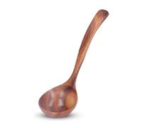 Louche à soupe en bois naturel, louche cuisine en bois cuillère à long manche cuillère à soupe pour cuisiner cuillère de service, 24cm