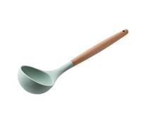 Louche à Soupe en Silicone avec Manche en Bois, Ustensile de Cuisine Résistant à la Chaleur à Prise Confortable pour la Maison