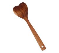 Louche Cuisine Cœur en Bois Marron, Wooden Spoon | Cuillère à Remuer, Manche Long, Prise Confortable, Facile à Nettoyer, Service et Usage Table