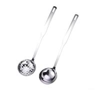 Louche de cuisine avec crochet de suspension | Écumoire fendue incluse, parfaite pour les casseroles chaudes, les nouilles, les ragoûts, égoutter facilement le bouillon
