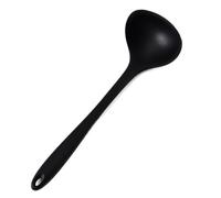 Louche de service Cuillère à soupe en silicone long manche, cuillère ronde antiadhésive for la cuisson de, agitateur mélange, ustensile cuisine, vaisselle Pour ragoûts(Noir)