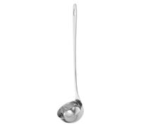 Louche Double Bec Verseur en Acier Inoxydable pour Soupe et Sauces | Long Manche, Ouverture Biseautée, Trou Suspendre Intégré, Finition Argentée, pour Chefs et Traiteurs