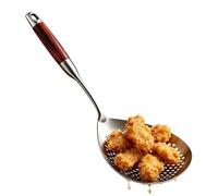 Louche écumoire en acier inoxydable - 42,2 cm - Manche long en acier inoxydable - Cuillère de cuisine - Pour frites, pâtes, bouillons, Wan Tan, Hot Pot, cuisine, camping