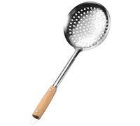 Louche en acier inoxydable 201 avec manche en bois - Cuillère à huile adaptée pour une utilisation en cuisine - Passoire à poignée en bois