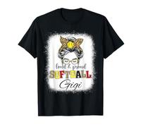 Loud and Proud Softball Gigi Chignon en désordre Léopard Girls T-Shirt