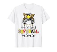 Loud and proud softball Nana messy chignon léopard femme T-Shirt