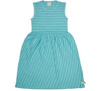 loud + proud Rayures avec Lin certifié GOTS Robe décontractée, Cyan, 86-92 cm Fille