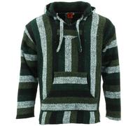 LoudElephant Hoodie Pullover Bas Jerga Baja Mexicain Vert Mix Rayé