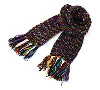 LOUDelephant Main Laine Tricot Écharpe - SD Noir Arc-en-Ciel
