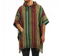 LOUDelephant Poncho à capuche 100% coton tissé Gheri Style mexicain - Multicolore - Taille unique