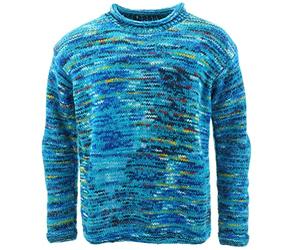 LOUDelephant Pull en laine épaisse tricoté à motifs rayés dégradés arc-en-ciel rétro 100% ample oversized chaud, M