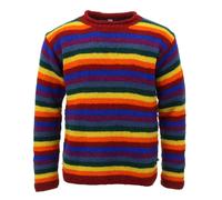 LoudElephant Pull En Laine Tricoté Main Rayures Multicolores Arc-en-ciel