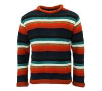 LOUDelephant Pull tricoté à la main en laine fabriqué à la main au Népal Unisexe S à XXL, Stripe Anu, L